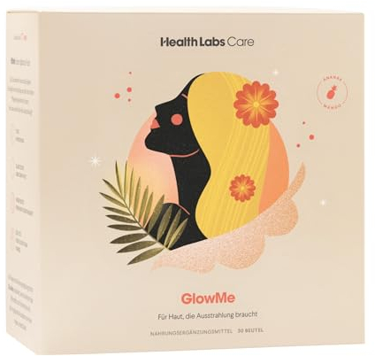 GlowMe Kollagen Beauty Drink mit Hyaluronsäure & OPC – 5000 mg Fischkollagen pro Portion – Ananas-Mango Geschmack – 30 Sachets – Health Labs Care