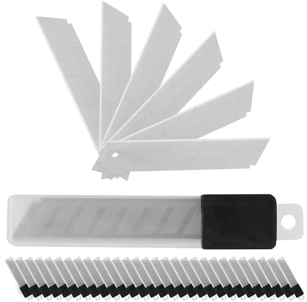 Relaxdays Abbrechklingen 18mm, 300 Stück, Cuttermesser Ersatzklingen, 7 Segmente, extra scharfe Klingen, Stahl, Silber
