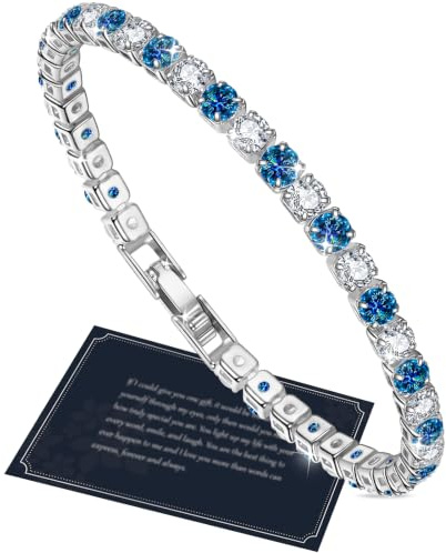J.Fée Tennis Bracciale Donna Argento Bracciale Tennis Donna Bracciali Argento Bracciali Regalo Festa Della Mamma,19.5
