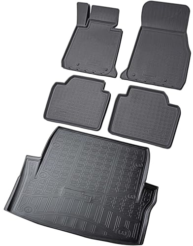 RECAMBO Gummimatten & Kofferraumwanne Set passend für BMW 3er F30 Limousine, 2011-2018 - 100% passgenaue Auto Fußmatten und Kofferraummatte aus hochwertigen rutschfesten TPE - Schwarz