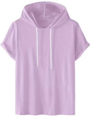 Felpa da donna a maniche corte, tinta unita, con cappuccio, alla moda, con cappuccio, con cappuccio, taglie forti, comoda, in cotone, estiva, classica, maglietta sportiva estiva