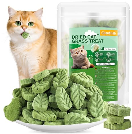Glaublieb 50g Cat Grass Treats, Cat Grass Teething Stick for Hairball Remove and Teeth Cleaning, Edible Cats Grass Stick Snack