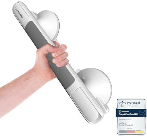 Mannicix Shower Grab Rails, Suction Cup Grab Bars for Bathtubs and Bathroom, 33 CM Hand Rails for Elderly for Elderly, Senior, Disabled, Strong Bathtub Shower Handles, No Drilling, Disability Aids