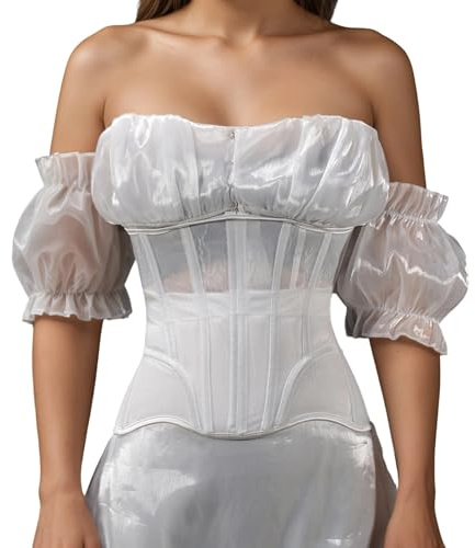 Generico Corsetto Donna Shapewear Bustino Gotico Dark Romantic Traspirante In Rete – Modellatore Vita Mezzo Bustino Con Cinghie Posteriori Per Supporto E Silhouette Perfetta
