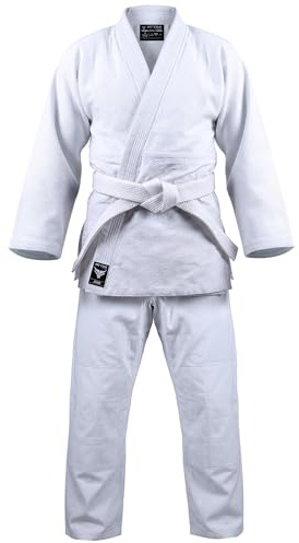 Mytra Fusion Judo Kimono Gi – Uniforme de Judo Adulte Résistant pour Entraînement et Compétition – Kimono de Judo Durable avec Coutures Renforcées et Ceinture Incluse (Blanche, 3-160)