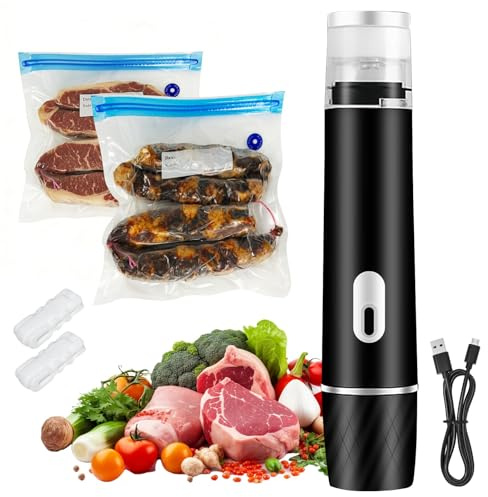 Mini macchina sottovuoto alimentare portatile 60 kPa, potente dispositivo di messa sotto vuoto con 15 sacchetti sottovuoto, ricaricabile, ideale per casa, viaggi, campeggio e cibo conservazione
