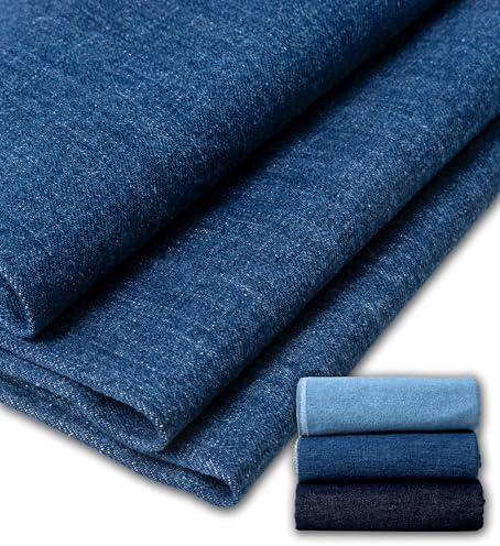 IPEA Tessuto Denim Blu 100% Cotone - MADE IN ITALY - 150 x 100 cm - Tessuto Jeans Leggero - Tinta Unita per Abbigliamento, Cucito, Accessori, Giacche, Camice - Grammatura 475 g/m2 - Blu Medio