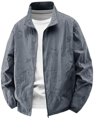 Chaqueta de verano ligera y fina para hombre, cortavientos, chaqueta deportiva, transpirable, cortavientos, protección solar, chaqueta para el tiempo libre, senderismo, camiseta funcional, deportiva