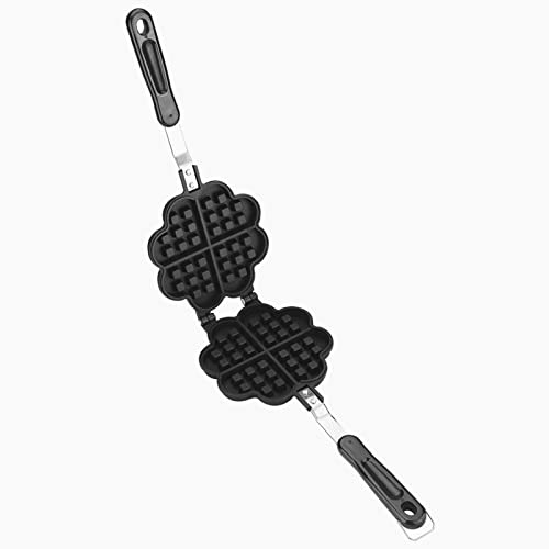 AMONIDA Gofrera en Forma de Corazón, Sartén Antiadherente de Aleación de Aluminio, Gofrera con Largo de Aislamiento Térmico con Largo de Aislamiento Térmico, Ideal para Estufa de Gas, Cocina y