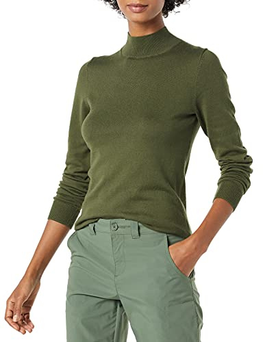 Amazon Essentials Women's Lightweight Mock Neck Fitted Sweater (Available in Plus Size), Olive, XX-Large