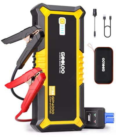 GOOLOO Portable Lithium Jump Starter 4000A Peak Car Starter (All Gas, up to 10.0L Diesel Engine) 12V Car Battery Booster Pack, Power Bank with USB Quick Charge and Type C Port