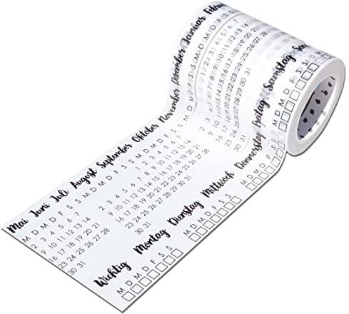 Papierdrachen 5 cintas Washi para su diario de balas, escritura a mano, días de la semana, solo pegar, hacer, horario semanal de bricolaje, tareas, ideal para principiantes y profesionales, negro 2