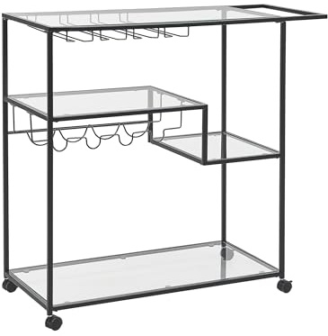 Köksvagn Svart Industriell Hjul Flaskställ 86 x 40 cm Marcola