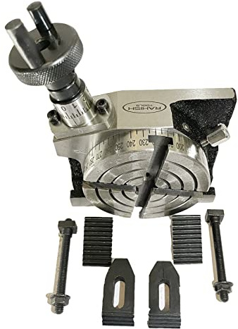 Tavola rotante da 75 mm con 4 slot orizzontale e verticale (H / V) con kit morsetto M6 per strumenti di ingegneria di fresatura