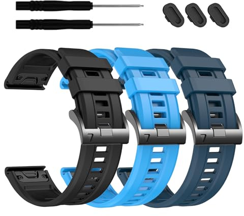 EZMVZKU 22mm Quickfit Bracelet Compatible avec Garmin Fenix 8 AMOLED 47mm/7/7 Pro/6/6 Pro/5/5 Plus,Silicone Bande de Remplacement pour Forerunner 965/955/Approach S70/Tactix 8 AMOLED 47mm/Descent G2