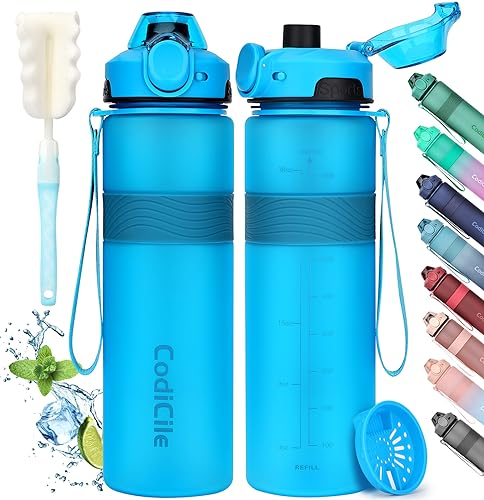 CodiCile Water Bottle, BPA Free 1l Water Bottle Leak Proof Drinks Bottle, Large Sports Bottle Great for Gym, School, Office and Travel (Blue)