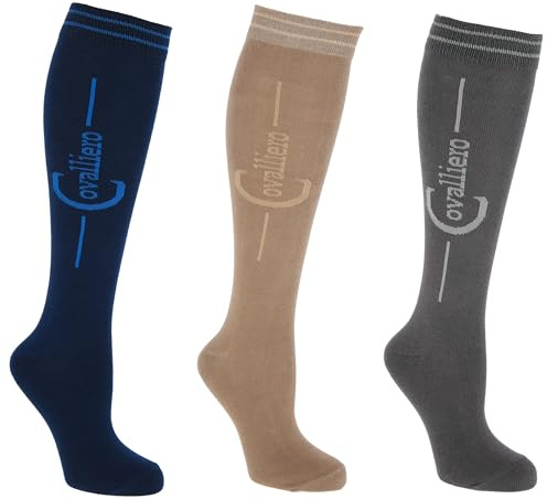 Covalliero Femme Flex Chaussettes D'équitation, Bleu Marine/pierre/bois, 38 EU