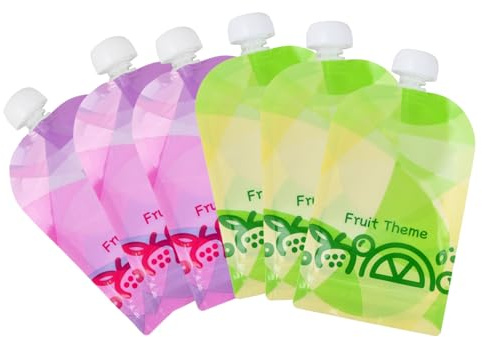 6 Pack Buste Riutilizzabili per Alimenti per Bambini, 150 ml Sacchetti per Alimenti per Neonati, Sacchetti per Snack per Neonati, Sacchetti per Purea per Bambini, Refillable Baby Toddler Food Pouches