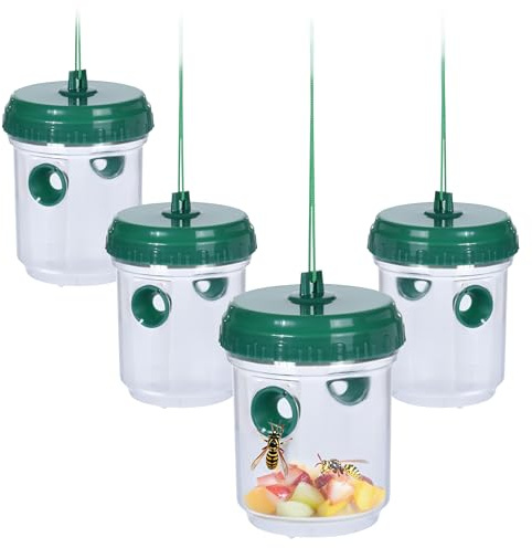 Lot de 4 pièges à guêpes vivants à suspendre ou à poser - 13 x 9 cm - En plastique - Sans produits chimiques - Attrape-mouches, guêpes - Piège à insectes pour appât naturel