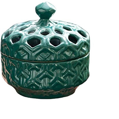 Vaso per la conservazione dell'aglio， Barattolo di stoccaggio vuoto in ceramica vintage fatto a mano con vaso di aglio, zenzero, cipolla, condimento(Green)