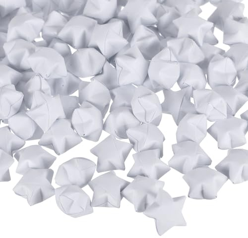 sourcing map Lot de 136 étoiles porte-bonheur en papier origami blanc pur pour meilleurs vœux, Noël, fête, mariage, Saint-Valentin, cadeau pour petite amie