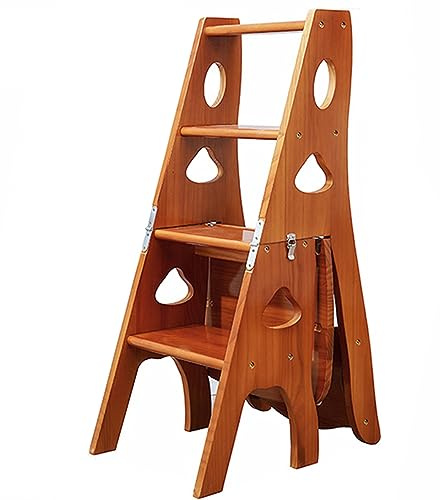Tabouret échelle pliable 3 en 1 – Marchepied polyvalent et étagère de rangement, design peu encombrant pour un usage domestique, parfait pour la cuisine, le jardin et les projets de bricolage