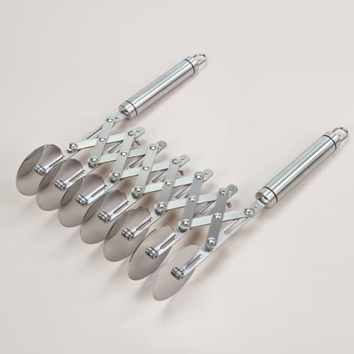 Neikafan Tagliapasta Regolabile a 7 Ruote in Acciaio Inox Rullo Tagliapasta Tortellini Regolabile Dentellato Tagliapizza, Taglia Pasta a Rotella 7 Wheel Cutter per Cucina, Pane e Torte