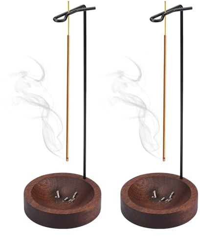 2 Piezas Soporte de Incienso Invertido, Porta Incienso Invertido 2 en 1 | Quemador de Incienso con Base de Madera Extraíble, para Yoga, Meditación, Aromaterapia, Oficina y Decoración del Hogar