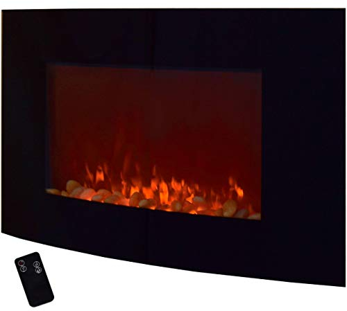 Syntrox Germany Horizontaler Wandkamin Elektrokamin Kamin mit Fernbedienung WK-2000W Jerez schwarz