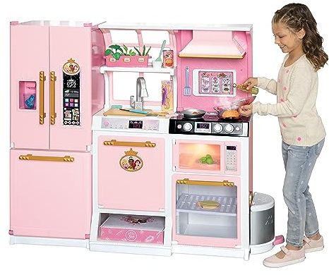 Disney Princess Style Collection Fresh Prep Gourmet Kitchen, Interactive Pretend Play Kitchen for Girls & Kids with Realistic Steam, Complete Meal Kit & 35+ Accessories
