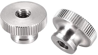 sourcing map Knurled Thumb Nuts, 2Pcs M6x1mm 304 Stainless Steel Round Knobs Fasteners for 3D Printer Parts, Silver Tone