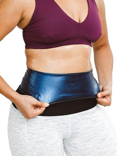 Sweat Shaper Waist Trimmer for Women, Waist Trainer Sauna Belt, Neoprene-Free Waist Cincher, Sauna Slimming Belt (Black, Medium)