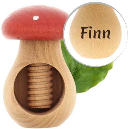 HOFMEISTER® Nussknacker Fliegenpilz personalisierte Gravur – individuelles Geschenk mit Name, zu Weihnachten, Nikolaus, Adventskalender, Senioren, Handarbeit, knackt Jede Nuss, Walnüsse, aus Holz