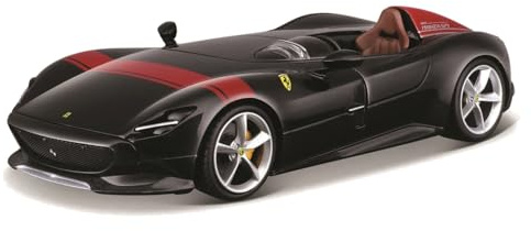 Bburago Ferrari Monza SP1 Model Car 1:24 Scale Ferrari Race & Play Series, Movable Door, Black/Red (18-26027BK)