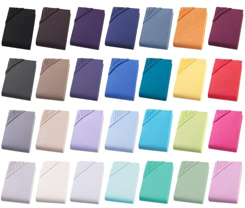 Visaggio Classic Spannbettlaken 100% Baumwolle Jersey Spannbetttuch Bettlaken Betttuch Farben Größen wählbar 90x200 cm - 100x200 cm