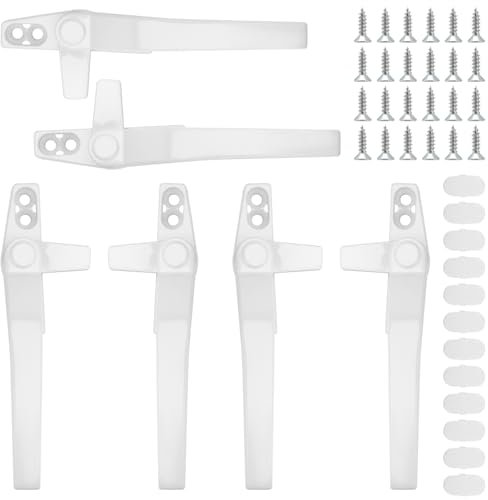 UNGFEI 6 PCS 142mm White Window Handle, Double Glazing Window Handle Replacement with Screws for Door