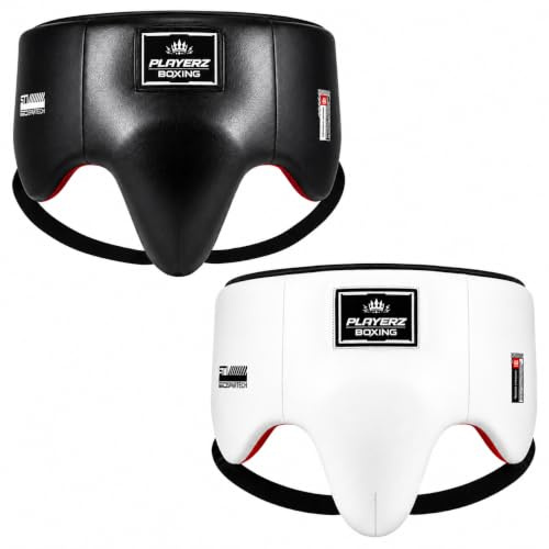 Playerz SparTech boxning ljumskskydd – överlägset bukskydd för professionella och amatörboxers – hållbara veganska mikrofibermaterial, stötdämpande skum, bekväm passform och handgjord design