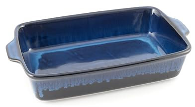 Hanseküche Pirofila grande per 4 persone, in ceramica di alta qualità, ideale per lasagne, casseruole, tiramisù, stampo da forno (blu scuro grande)