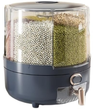 Flingdispenser Ris 360° roterande risdispenser 10lbs spannmålsbehållare spannmålsförvaringslåda för småkorn bönor ris Livsmedelsdispenser(Grün,25cm)