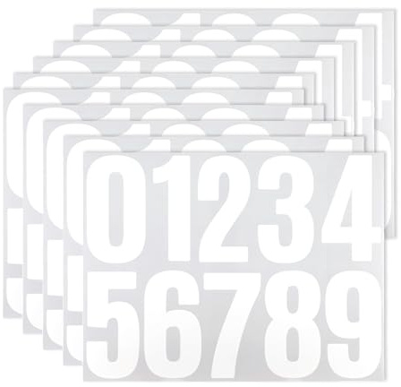 YQQYG Lot de 50 numéros de porte blancs à coller, 10,2 cm, autocollants en vinyle pour boîte aux lettres, portes, poubelles, adresses, voiture