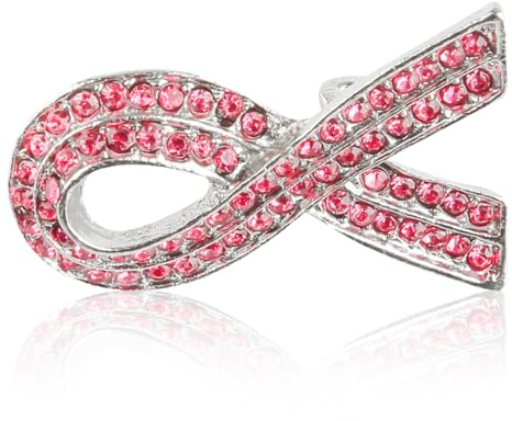 Lotsdonxia Broche en forme de ruban rose avec strass - Accessoire de mode élégant - Broche décorative créative pour sensibilisation au cancer du sein pour vêtements, taille unique, Métal, Pas de gemme