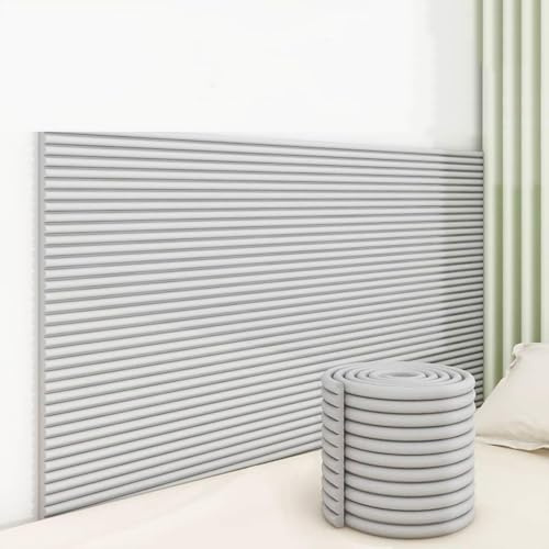 NATLEAD 3D Anti-Collision Wall Padding, Wall Padded Panels Self-Adhesive, DIY Peel and Stick on Headboard Panels, for Bedroom, Tatami Light Grey 15x200cm/5.9x78.7in