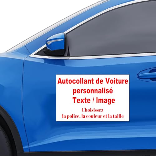 Lot de 2 Autocollant Voiture Personnalisé avec Fond Uni – Sticker Vinyle sur Mesure avec Logo ou Texte – Étanche, Autocollant pour Voiture, Camionnette, Remorque, Vitre