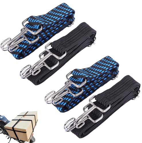 4 Pezzi Cinghie Elastiche Piatte con Ganci, Corde Elastiche con Gancio, Tiranti Universali in Gomma Regolabili da 50-100 cm, per Fissare Mobili, Campeggio, Moto e Trasporti di Varie Dimensionia