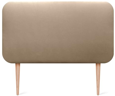 DHOME Slät Rundad Sänggavel Klädd i Konstläder med Ben för Vägg Akustiska Ljudabsorberande Sänggavlar för Sovrum (Champagne, 90cm)
