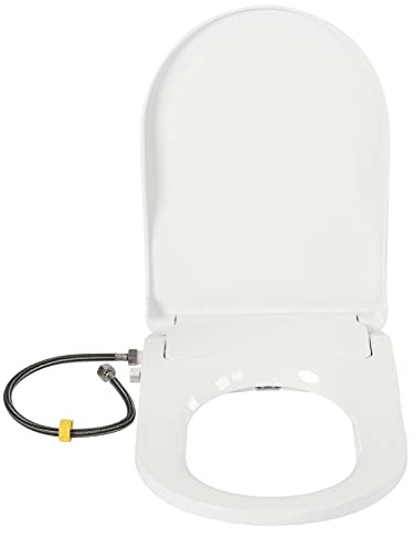 D-Form - Asiento de inodoro no eléctrico con bidé, boquillas dobles autolimpiables, cierre suave, bidé, sin conexión de alimentación, tapa de inodoro, lavado trasero y femenino