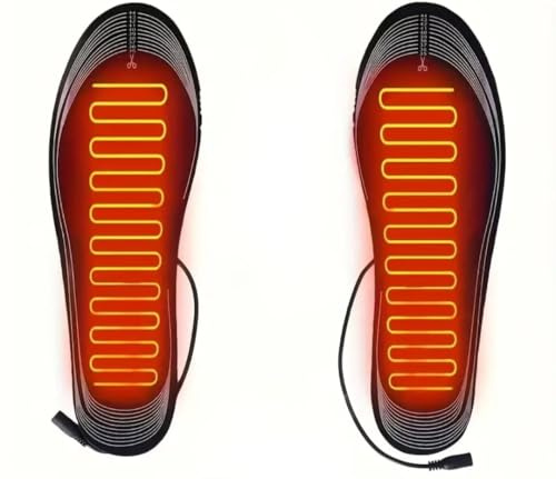 USB Heated Insoles for All Shoe Types, Electric Warming Shoe Inserts, Rechargeable Winter Foot Warmers, Black, Universal Size