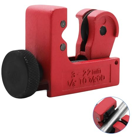 Jetstream Mini Cortatubos 3-28 mm, Cortatubos Cobre Cortador, Ajustable y Duradero, Adecuado para Cortar Cobre, Latón, Plástico, Aluminio y Tubos de Metal (Rojo)