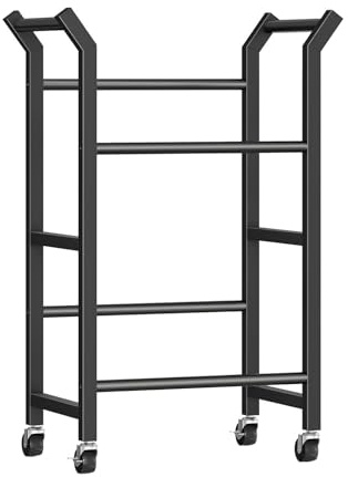 HOOBRO 2 nivåer flaskhållare för 2 dryckeslådor, vinställ med 4 hjul (2 med broms) och handtag, flask- och vinhållare, belastning 75 kg per hylla, kök, matsal, vardagsrum, svart EBK205CJ01