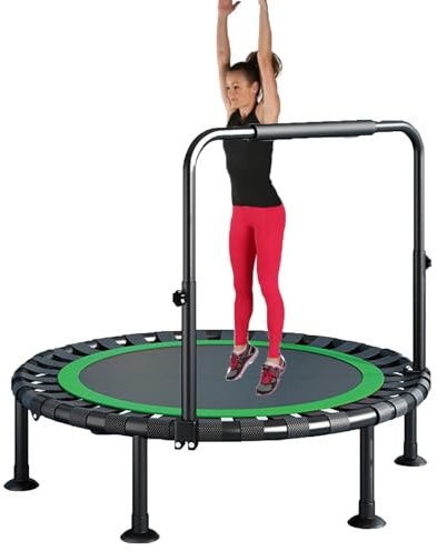 Trampolino per bambini da 101,6 cm e 121,9 cm, pieghevole, mini trampolino da rimbalzo, con manico a forma di U, per il fitness e il divertimento dei bambini, sicuro design verde, perfetto per